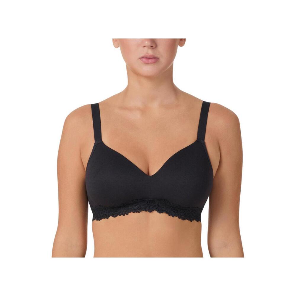 Comfort Code Women's Lined Lace Trim Wireless Bra Black -